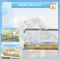 HKM-0457661 Small Animal Cage for Gerbil or Dwarf Hamster with Tubes, Wheel, Dish, and Water Bottle - 23" x 13" x 12" - Gray