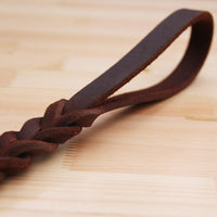 HKM-0457789 Braided Real Leather Short Dog Leash for Medium to Large Dogs - 50CM Traction Belt