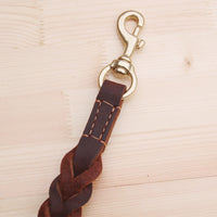 HKM-0457789 Braided Real Leather Short Dog Leash for Medium to Large Dogs - 50CM Traction Belt