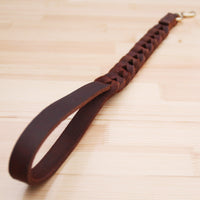 HKM-0457789 Braided Real Leather Short Dog Leash for Medium to Large Dogs - 50CM Traction Belt