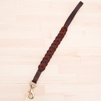 HKM-0457789 Braided Real Leather Short Dog Leash for Medium to Large Dogs - 50CM Traction Belt