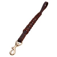 HKM-0457789 Braided Real Leather Short Dog Leash for Medium to Large Dogs - 50CM Traction Belt