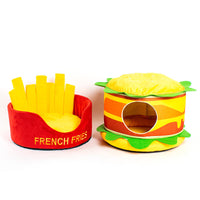 HKM-0458045 Cozy Cotton Burger and Fries Enclosed Pet Nest for Cats