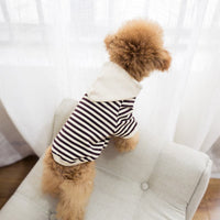 HKM-0458173 Hooded Terry Cotton Sweater for Pets in Black and Khaki Stripes, Various Sizes Available