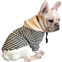 HKM-0458173 Hooded Terry Cotton Sweater for Pets in Black and Khaki Stripes, Various Sizes Available