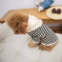 HKM-0458173 Hooded Terry Cotton Sweater for Pets in Black and Khaki Stripes, Various Sizes Available