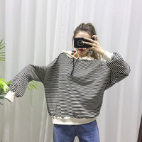 HKM-0458173 Hooded Terry Cotton Sweater for Pets in Black and Khaki Stripes, Various Sizes Available
