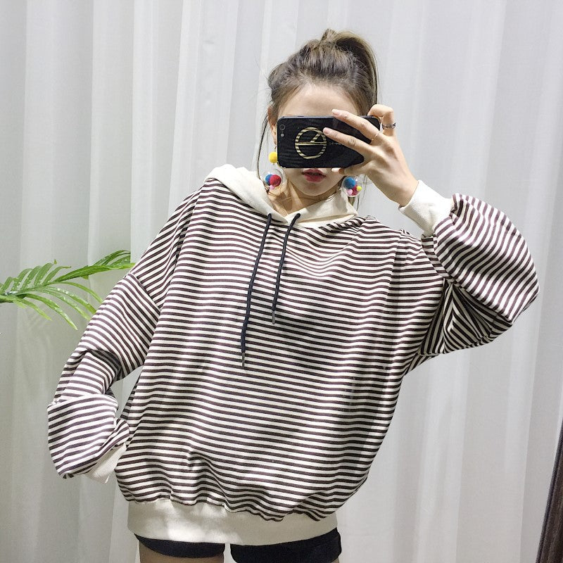 HKM-0458173 Hooded Terry Cotton Sweater for Pets in Black and Khaki Stripes, Various Sizes Available