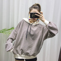 HKM-0458173 Hooded Terry Cotton Sweater for Pets in Black and Khaki Stripes, Various Sizes Available