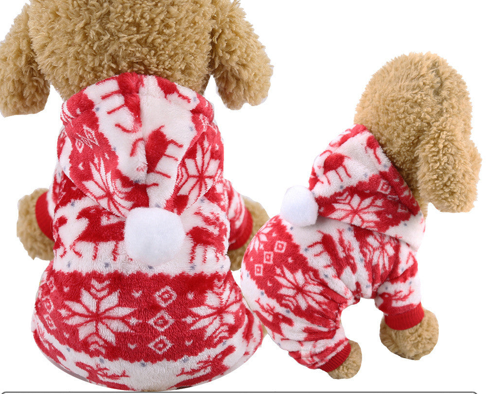 HKM-0458429 Hooded Cotton Padded Sweater for Dogs - Christmas Green Color