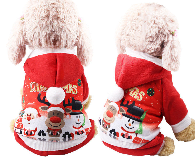 HKM-0458429 Hooded Cotton Padded Sweater for Dogs - Christmas Green Color
