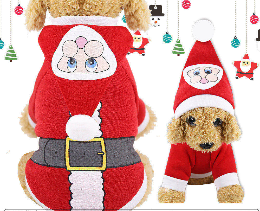 HKM-0458429 Hooded Cotton Padded Sweater for Dogs - Christmas Green Color