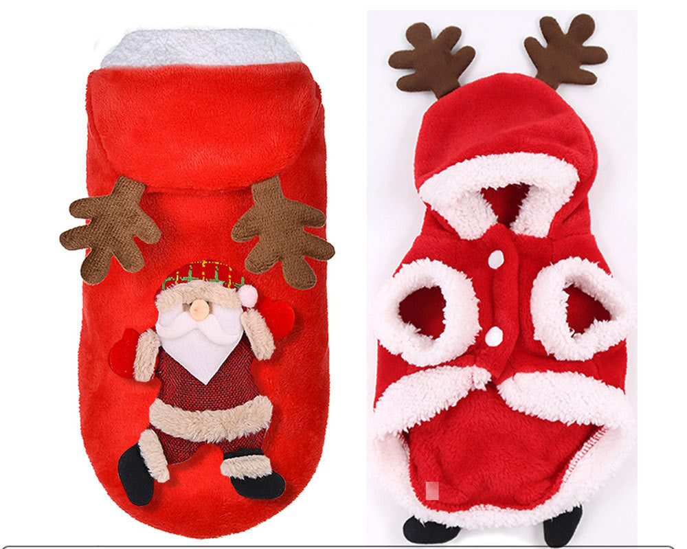 HKM-0458429 Hooded Cotton Padded Sweater for Dogs - Christmas Green Color