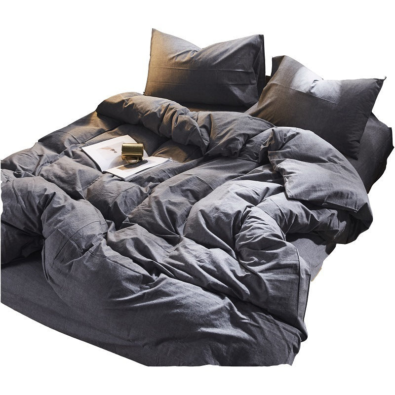 HKM-045907 Pure Cotton 4-Piece Bedding Set with Quilt Cover and Pillowcases for Multiple Bed Sizes