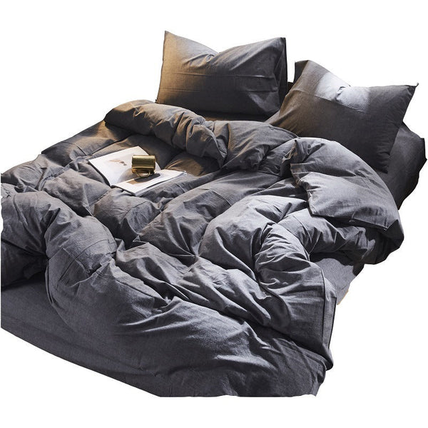 HKM-045907 Pure Cotton 4-Piece Bedding Set with Quilt Cover and Pillowcases for Multiple Bed Sizes