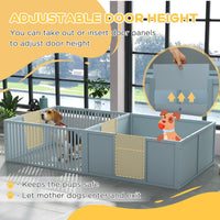 HKM-0459453 Spacious Dog Egg Crate with Removable Doors for Mothers and Newborn Puppies, Indoor Playpen, 81" x 39" x 20", Grey