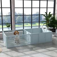 HKM-0459453 Spacious Dog Egg Crate with Removable Doors for Mothers and Newborn Puppies, Indoor Playpen, 81" x 39" x 20", Grey