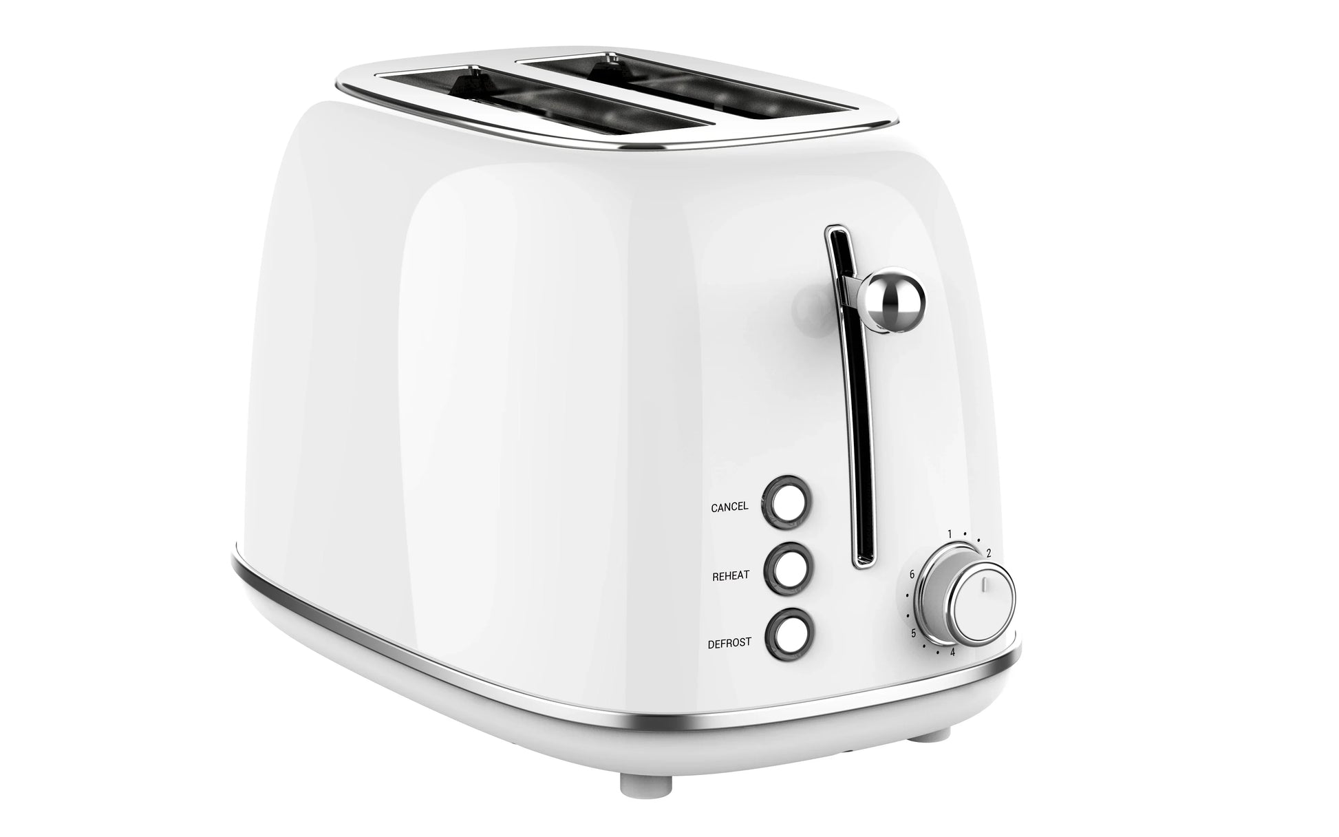 HKM-045971 Stainless Steel Retro 2-Slice Toaster with Defrost and Reheat Functions