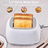 HKM-045971 Stainless Steel Retro 2-Slice Toaster with Defrost and Reheat Functions