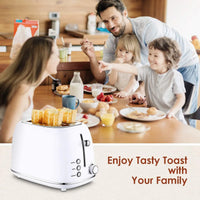 HKM-045971 Stainless Steel Retro 2-Slice Toaster with Defrost and Reheat Functions