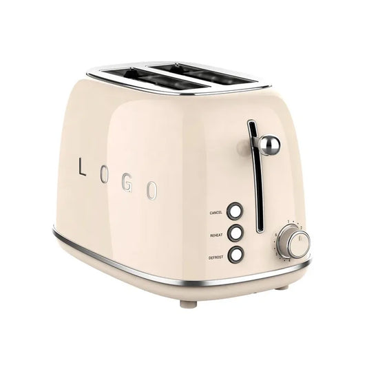 HKM-045971 Stainless Steel Retro 2-Slice Toaster with Defrost and Reheat Functions