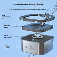 HKM-0459965 Stainless Steel Floating Pet Water Bowl with Filter - Anti-Tumble Design