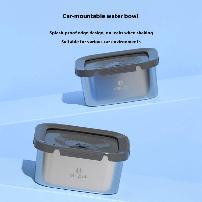 HKM-0459965 Stainless Steel Floating Pet Water Bowl with Filter - Anti-Tumble Design