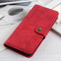 HKM-046099 ASUS Zenfone 7 Leather Wallet Case with Copper Buckle - Antelope Pattern, Handmade PU, Available in Black, Red, Blue, Brown