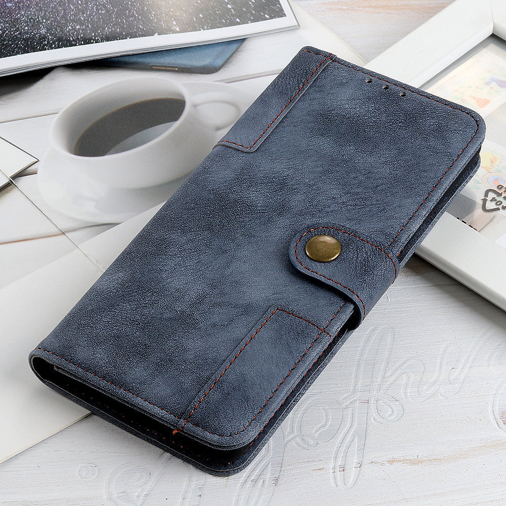 HKM-046099 ASUS Zenfone 7 Leather Wallet Case with Copper Buckle - Antelope Pattern, Handmade PU, Available in Black, Red, Blue, Brown