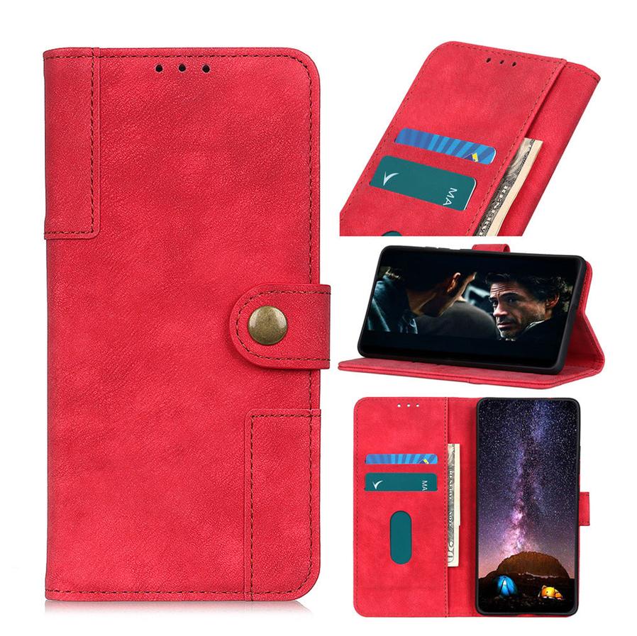 HKM-046099 ASUS Zenfone 7 Leather Wallet Case with Copper Buckle - Antelope Pattern, Handmade PU, Available in Black, Red, Blue, Brown