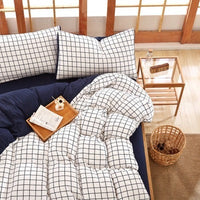 HKM-046227 Washed Cotton Four-Piece Quilt Cover Set for Various Bed Sizes