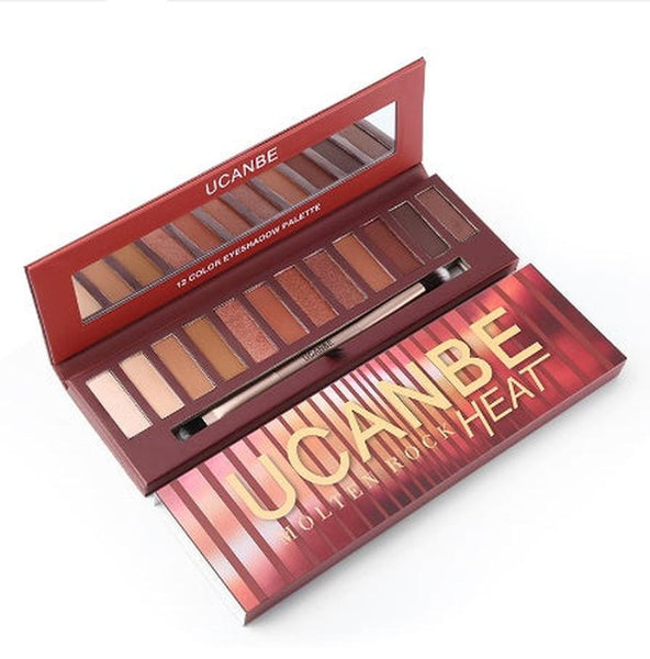HKM-046291 Molten Rock Heat 12-Color Eyeshadow Palette - Warm Nude Shimmer & Matte Shades for Smoky Looks