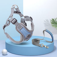 HKM-0463037 Soft Dog Harness and Leash Set for Small to Medium Dogs - Adjustable Chest Vest in Multiple Colors