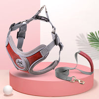 HKM-0463037 Soft Dog Harness and Leash Set for Small to Medium Dogs - Adjustable Chest Vest in Multiple Colors