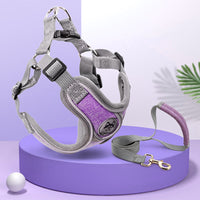 HKM-0463037 Soft Dog Harness and Leash Set for Small to Medium Dogs - Adjustable Chest Vest in Multiple Colors