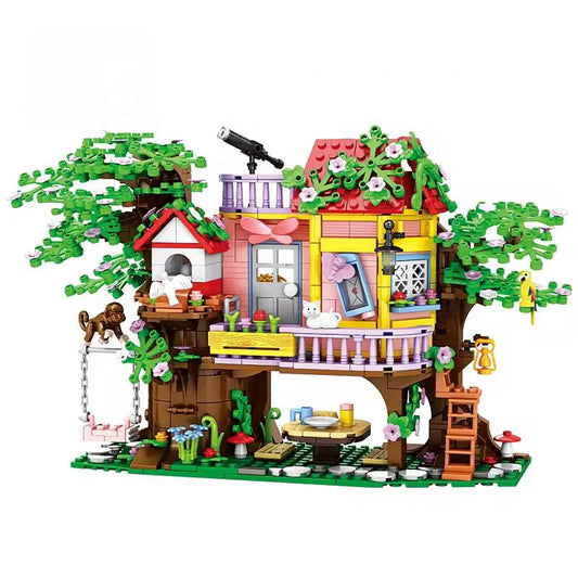 HKM-046355 Kid's Mini Micro Building Block Tree House Construction Set with 840 Pieces for Ages 5 and Up