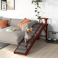 HKM-0465213 Wooden Dog Ramp with Removable Guardrails and Non-Slip Surface, 73" Long, Suitable for Pets Up to 88 lbs