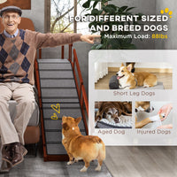 HKM-0465213 Wooden Dog Ramp with Removable Guardrails and Non-Slip Surface, 73" Long, Suitable for Pets Up to 88 lbs