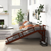 HKM-0465213 Wooden Dog Ramp with Removable Guardrails and Non-Slip Surface, 73" Long, Suitable for Pets Up to 88 lbs