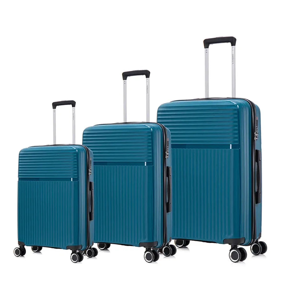 HKM-046611 Durable Outdoor Activity Luggage Set with Mute Wheels and Iron Trolley - 3 Pieces
