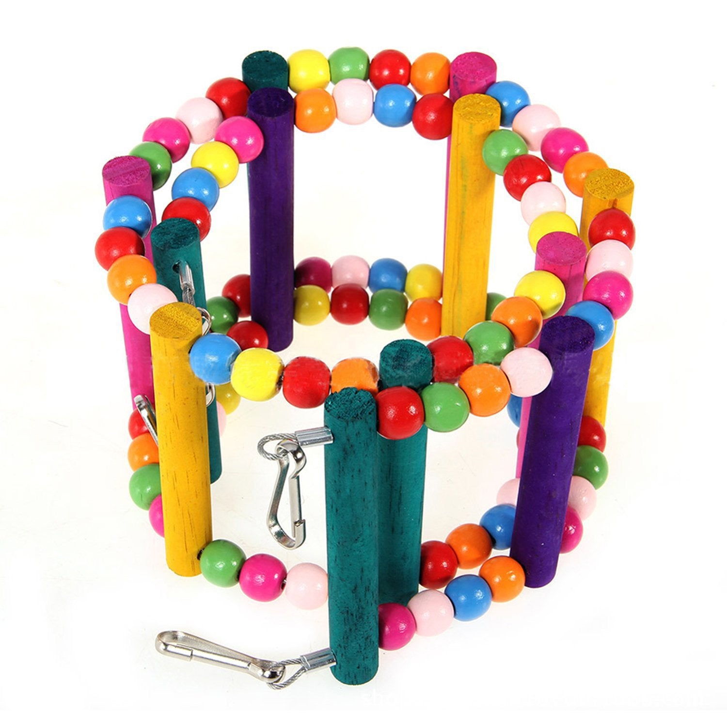 HKM-0467005 Colorful Wooden Bead Ladder Toy for Birds - 25cm to 49cm Length Options