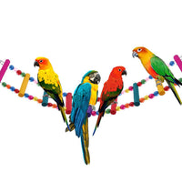 HKM-0467005 Colorful Wooden Bead Ladder Toy for Birds - 25cm to 49cm Length Options
