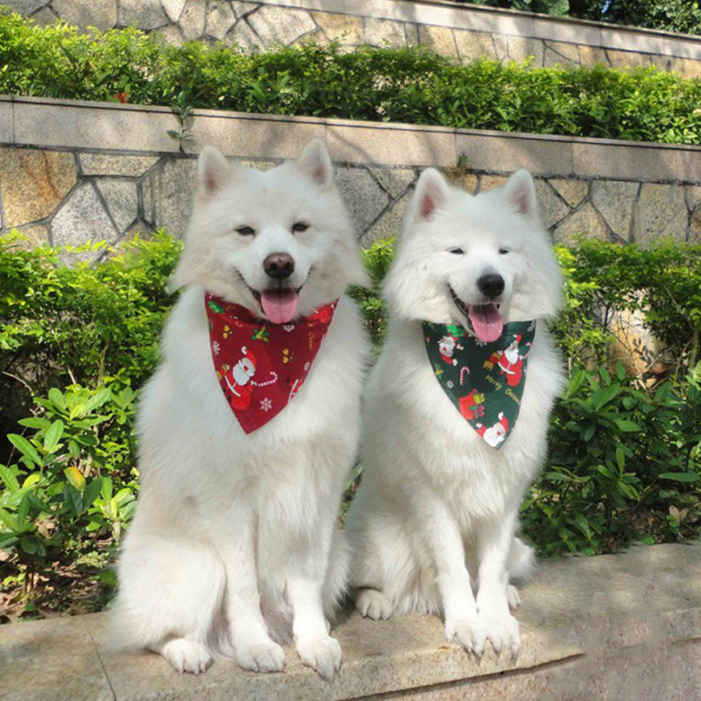 HKM-0467133 Pet Christmas Scarf - 100% Cotton, Red and Green, 45x45x65cm