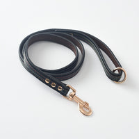 HKM-0469309 Durable PU Dog Leash and Collar Combo in Black, Red, Yellow, and Coffee