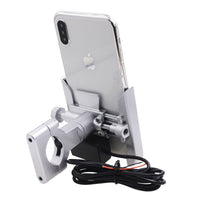 HKM-046931 Adjustable 360-Degree Rotatable Mobile Phone Holder for Motorcycles and ATVs - Aluminum Alloy Design