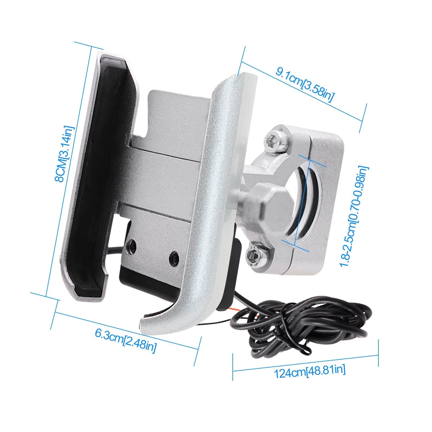HKM-046931 Adjustable 360-Degree Rotatable Mobile Phone Holder for Motorcycles and ATVs - Aluminum Alloy Design