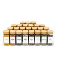 HKM-046931 Eco-Friendly 120ml Glass Spice Jars with Bamboo Lids and Labels - Set of 24