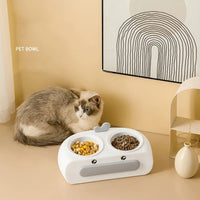 HKM-0469693 Duck Design Pet Double Bowl Tray for Cats and Dogs - Plastic Food and Water Feeder