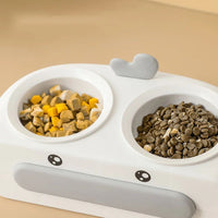 HKM-0469693 Duck Design Pet Double Bowl Tray for Cats and Dogs - Plastic Food and Water Feeder