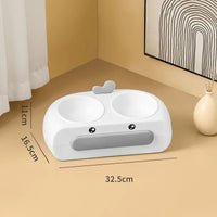 HKM-0469693 Duck Design Pet Double Bowl Tray for Cats and Dogs - Plastic Food and Water Feeder